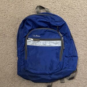 L.L.Bean Original Book Pack Navy Backpack Silver Trim One Size